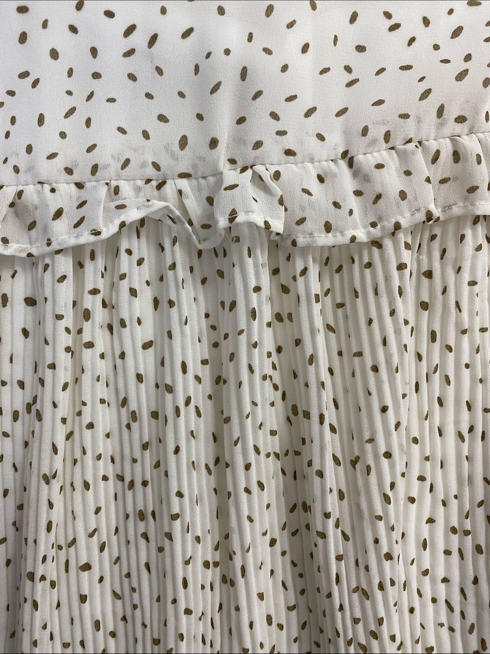 Kut from the Kloth Rebecca Pleat Midi Slip Dress Size L White/Brown Feminine - Picture 5 of 13